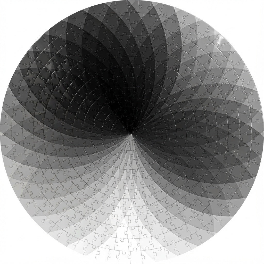 Illustration of the Aeternus Aenigma puzzle in monochrome