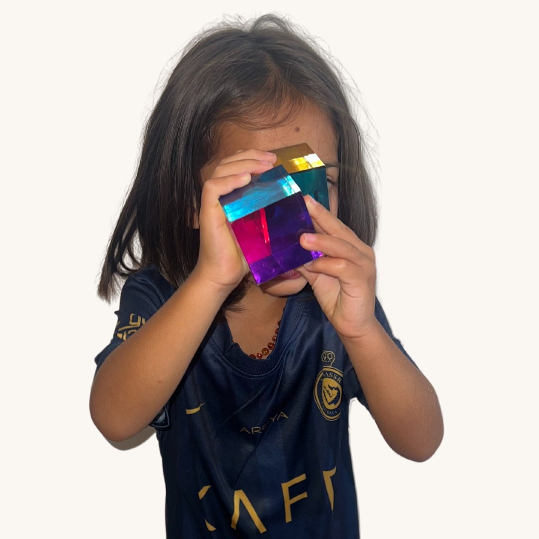 sensory play with CMY Cubes
